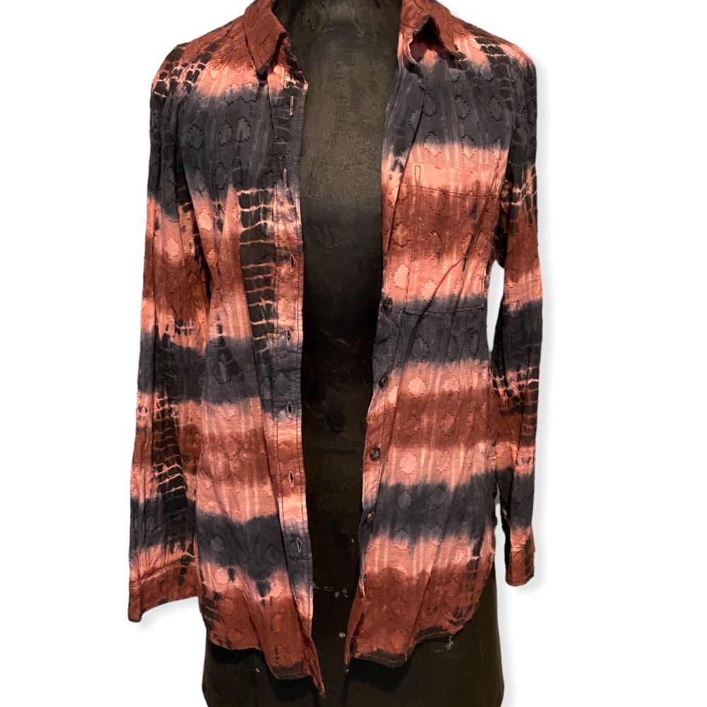 NWOT Anthropologie Pilcro Janesse Cotton Tie-Dye Buttondown Top | Women’s XS